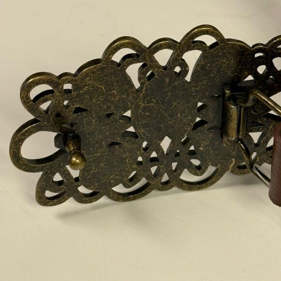 NWT Western Cowgirl Brown Leather Belt with Metal Embellishments SZ M/L - Picture 5 of 5
